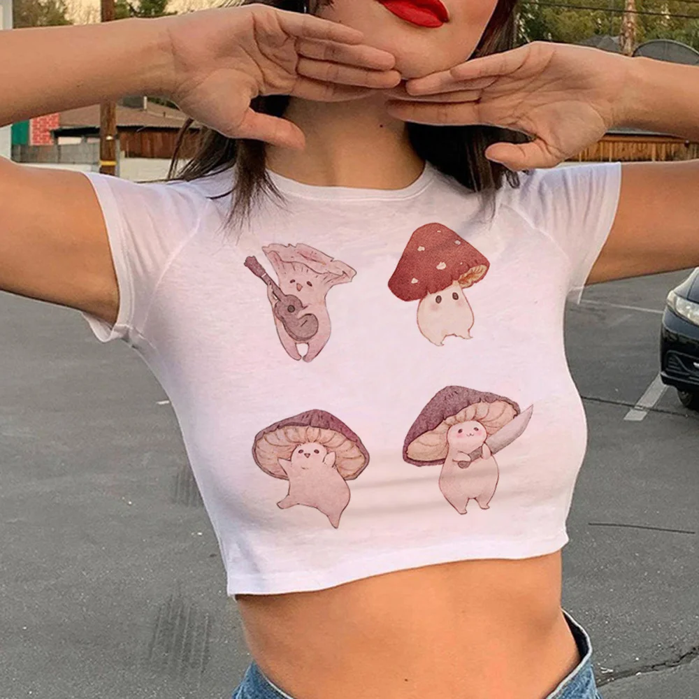 Mushroom hippie 2000s crop top Mujer gráfico hada grunge lindo Harajuku ropa camisetas