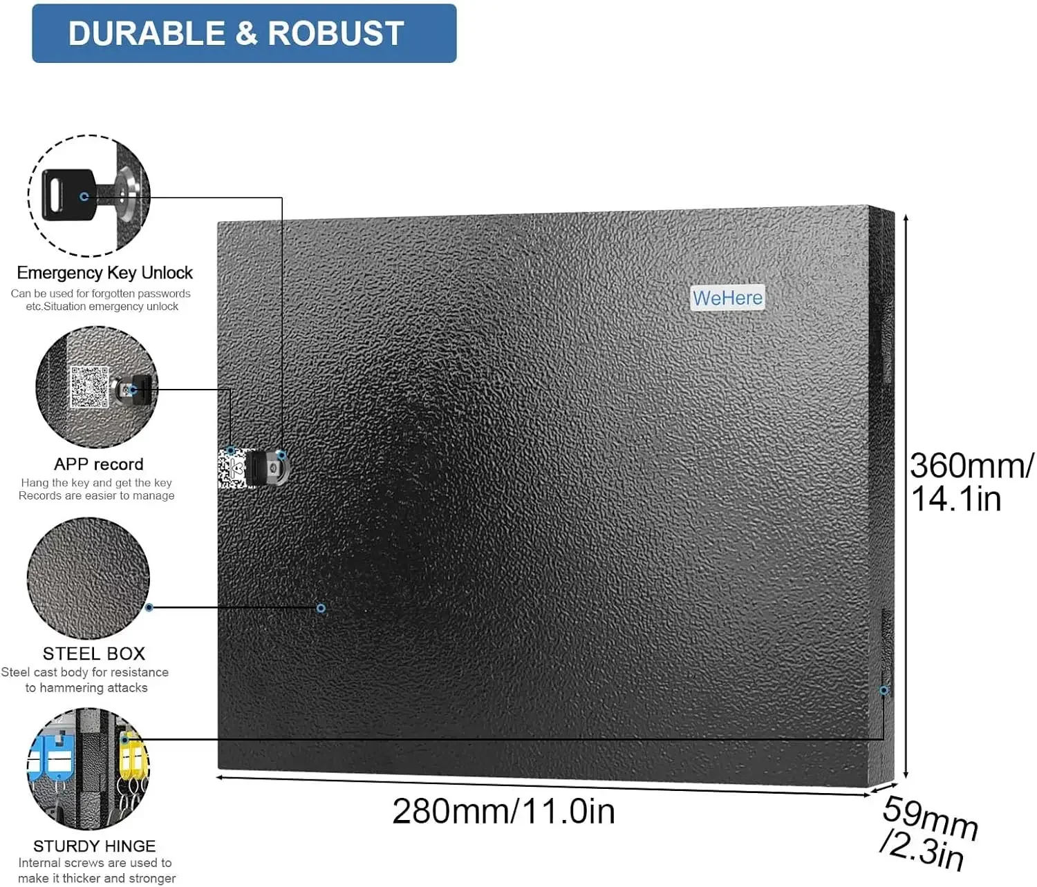 WeHere 48 Cofre Chave, Desbloqueio de Chave, Suporte de Parede para Armário de Chave com Etiqueta de Chave, Caixa de Bloqueio de Chave de Carro e Casa, Diretório de Chave de Aplicativo ERP