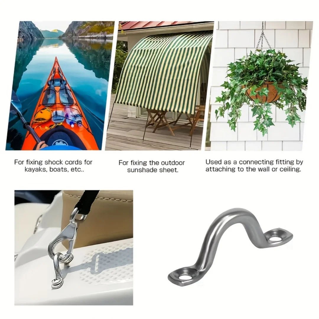 20-teiliges Set U-Griff aus Edelstahl für Kajaks und 40 Installationsschrauben, langlebiges Befestigungszubehör für Bootsdecken, Kajakteile – Detail 3