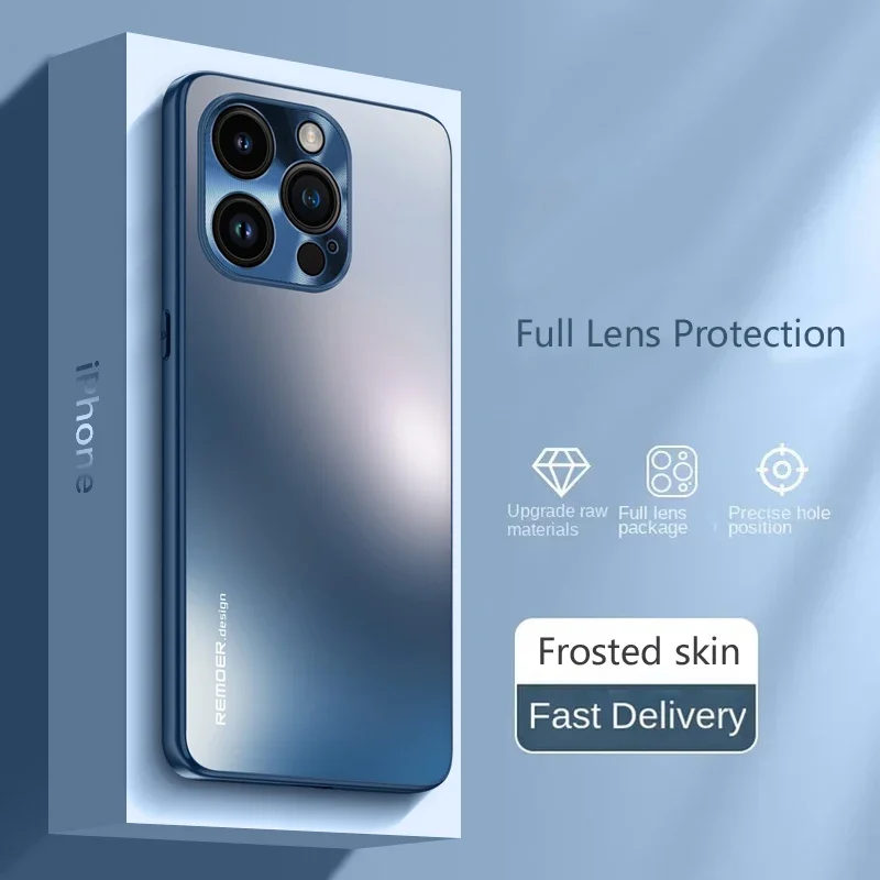 

Для IPhone 16e 15 Plus 12 13 14 Pro Max Чехол для телефона Роскошная защита объектива Силиконовый мягкий ТПУ Тонкий ПК Матовая задняя крышка Чехлы