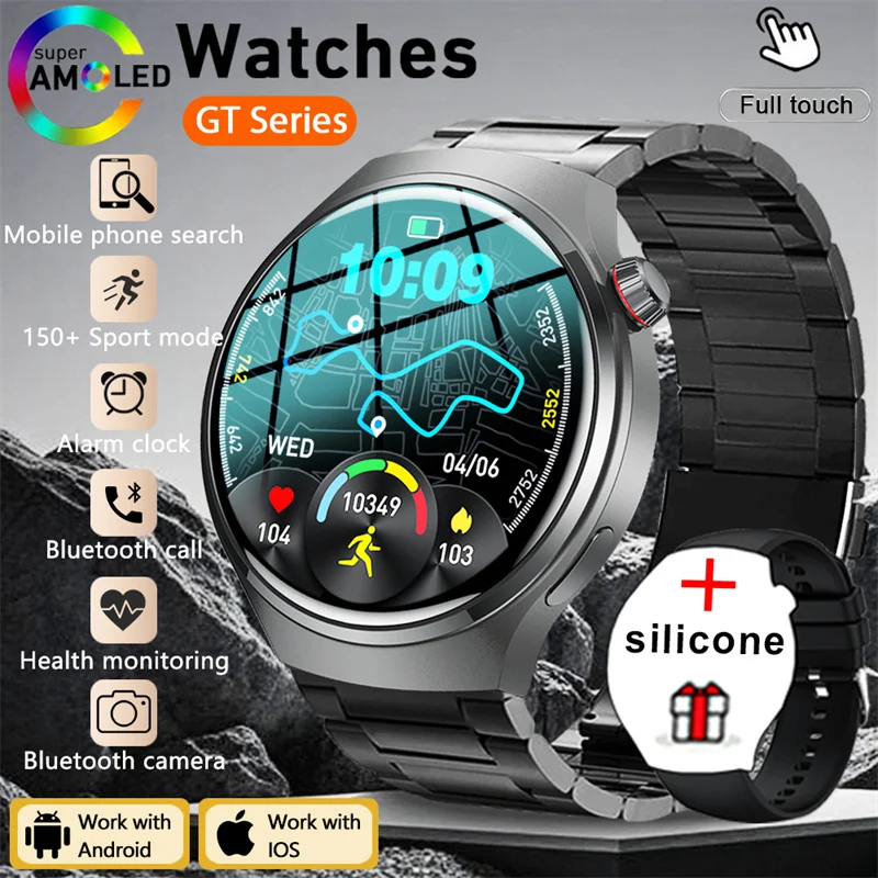 

Смарт-часы 2025 Track для мужчин, 150 режимов упражнений, AMOLED-экран 360*360, BT Call, IP67, водонепроницаемый монитор здоровья, мужские умные часы