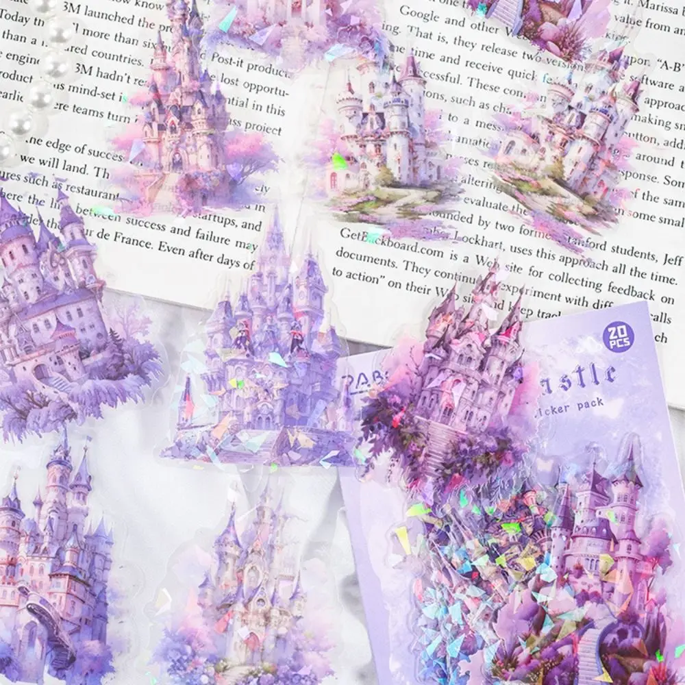 Laser Graffiti Castle Sticker Wall Decor Decals Waterproof Stationery Envelope Sticker Shell Luster Self-adhesive