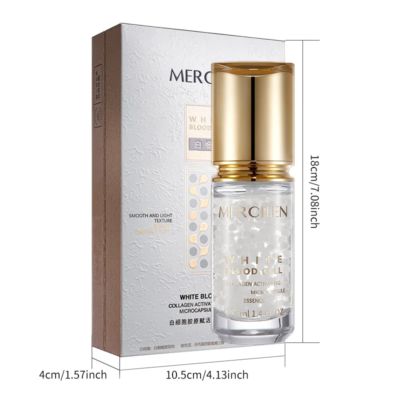 Mercilen Collagen Essence 40ml, Contains Pearl Powder, Hyaluronic Acid Firming and Moisturizing Facial Essence, Makes Skin Smoother and More Elastic, Suitable for All Skin Types, Unisex, Daily Skincare