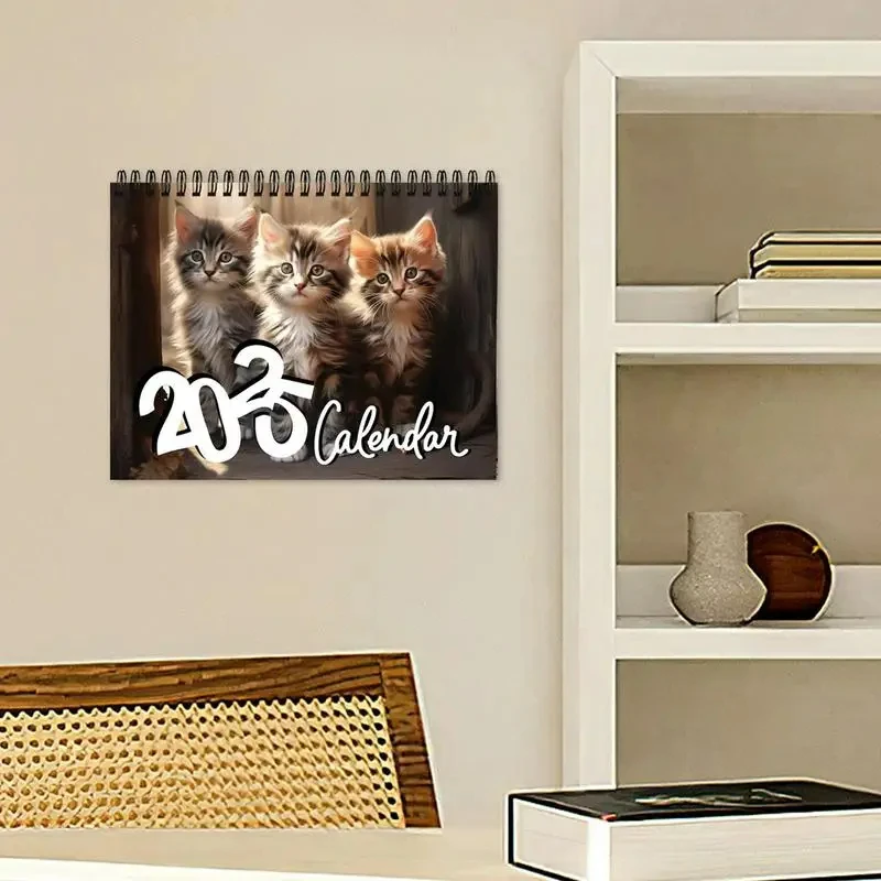 2025 Calendar Collection Dog&Cat Design Wall Calendar Novelty Inspirational Planner Work Records New Year Gift for Home Decor