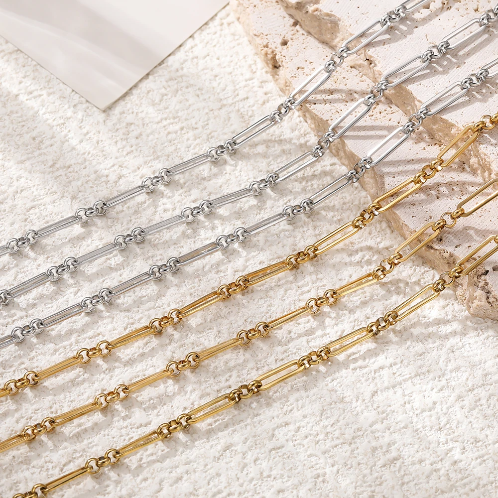 1 Meter 4 x 14 mm Edelstahlkette, kein Verblassen, Kabelketten für Halskette, Armband, Fußkettchen, DIY-Schmuckherstellung