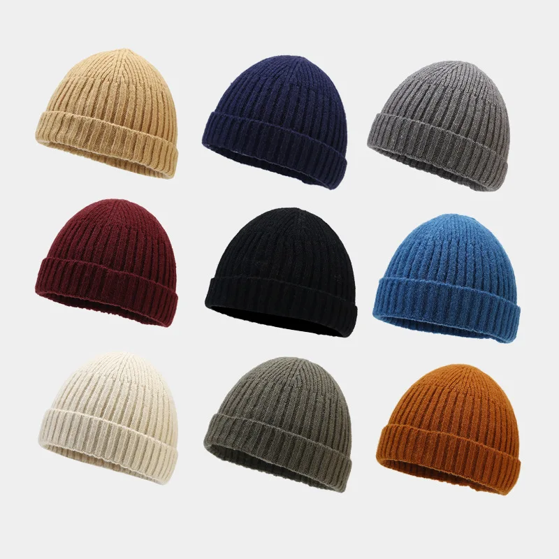 

Hot Beanie Melon Skin Cap Men Women Autumn Winter Knitted Hat Students Wool Cap Outdoor Warm Brimless Cold Caps Hip Hop