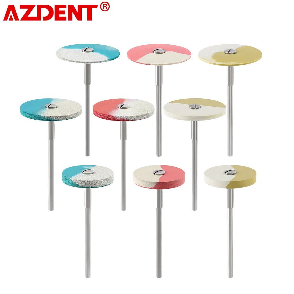 AZDENT Dental Rubber Diamond Polisher Wheel Disc For Porcelain HP2.35mm 6,000/20,000 rpm Speed  Rubber Diamond Polisher 