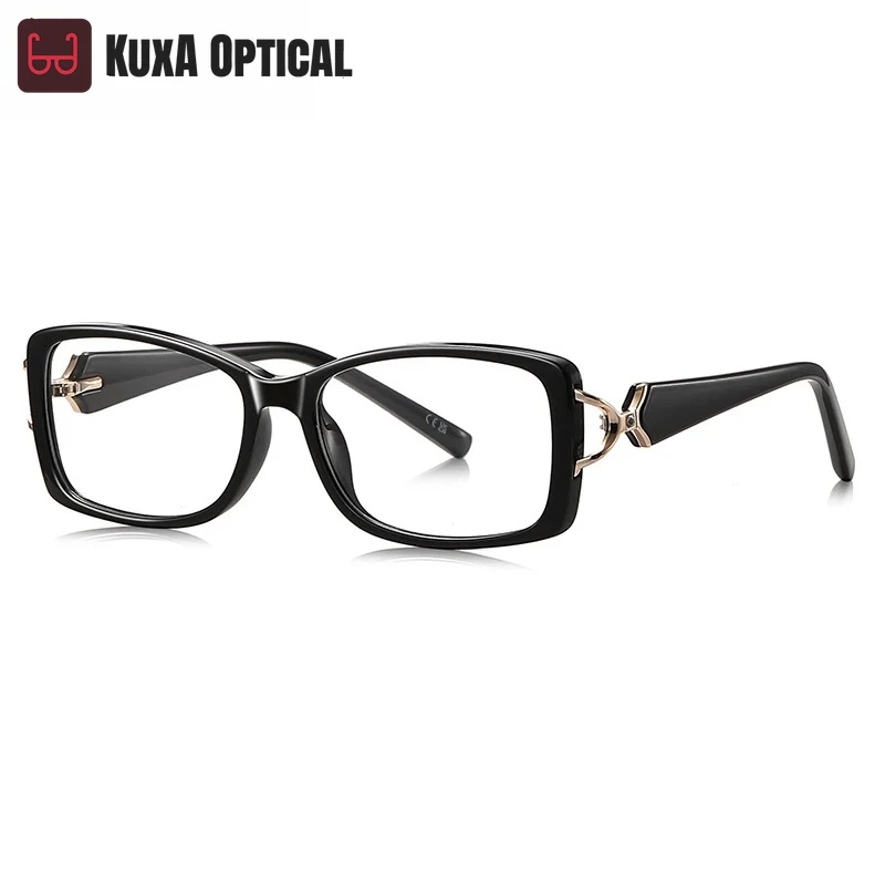 KUXA نمط جديد شخصية هندسية مربع تصميم الأزياء المرأة مكافحة نظارات الضوء الأزرق تخصيص وصفة طبية LS201