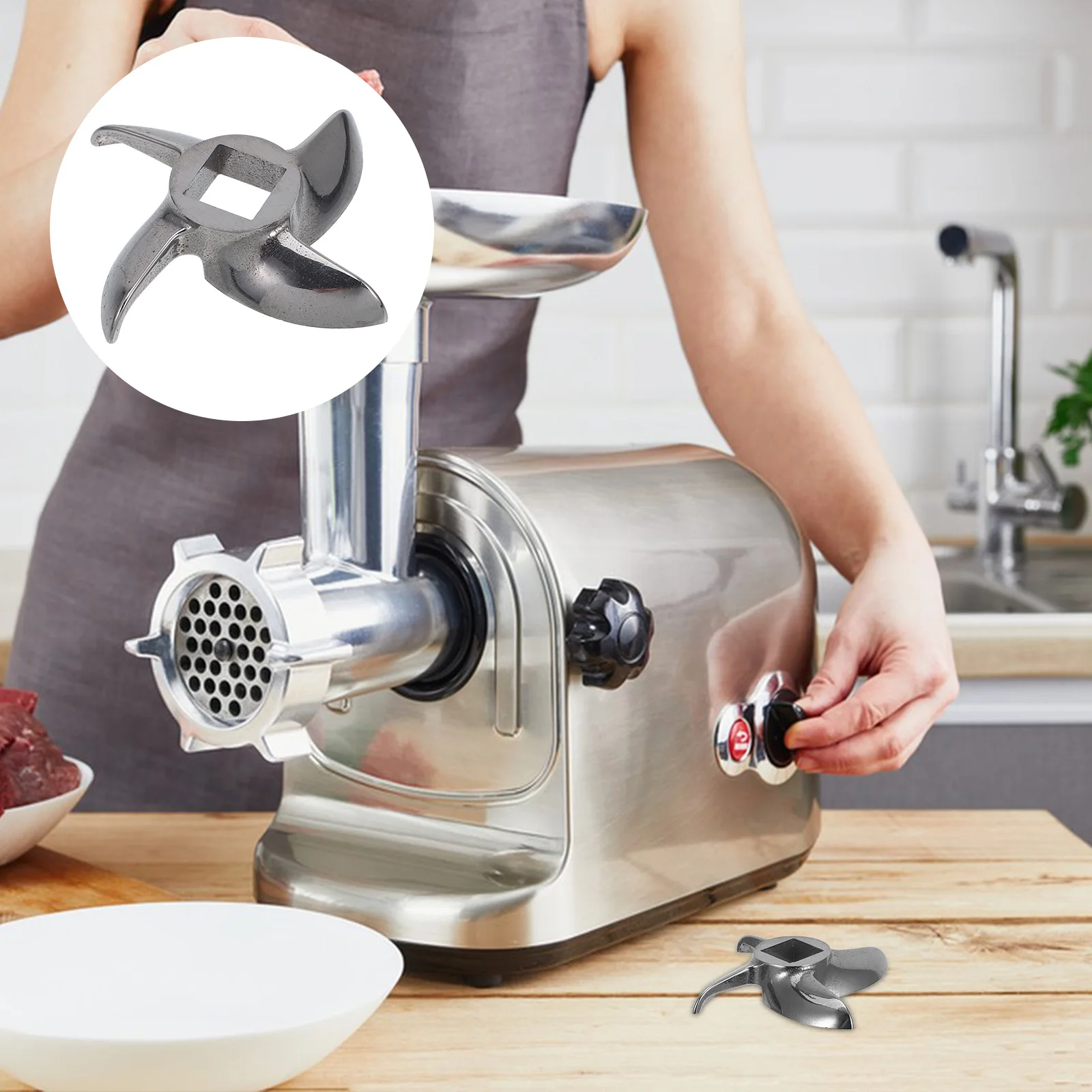 

Meat Grinder Blade 0.47 Inch Hole 2.48 Inch Diameter Stainless Steel Blades Sausage Mold Kitchen Accessories Food Parts