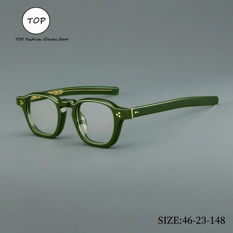 

ТОП модные зеленые ацетатные очки в оправе, винтажные квадратные оптические очки для мужчин и женщин, очки по рецепту в стиле ретро 46-23-148