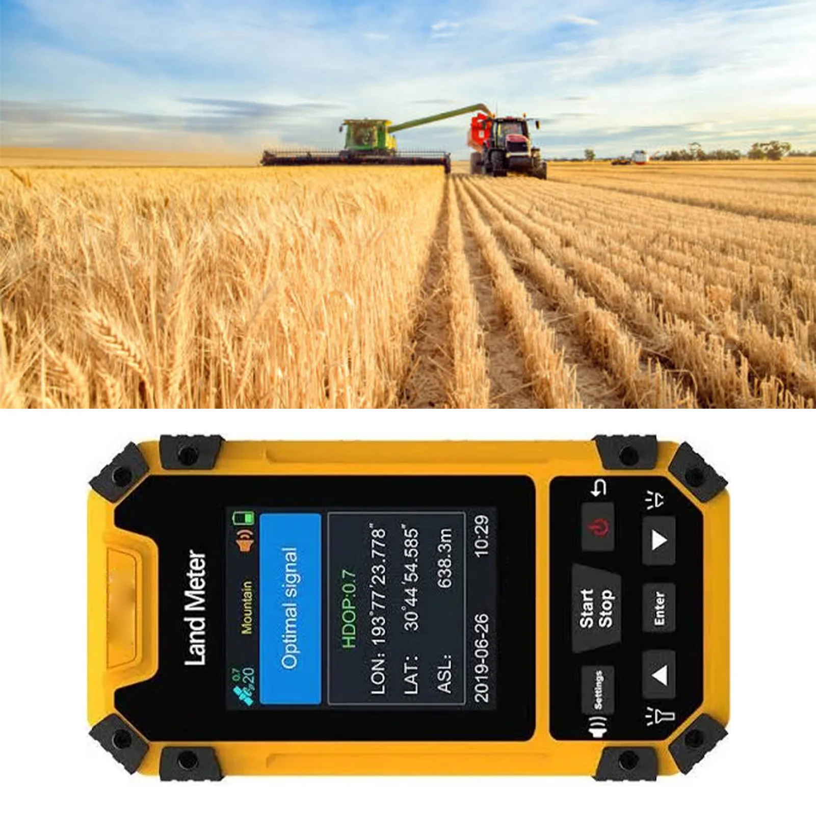 Handheld Land Meter Voice Prompts Shockproof Track Display GPS Handheld Land Area Meter Water Proof for Pond Lake Hilly Area