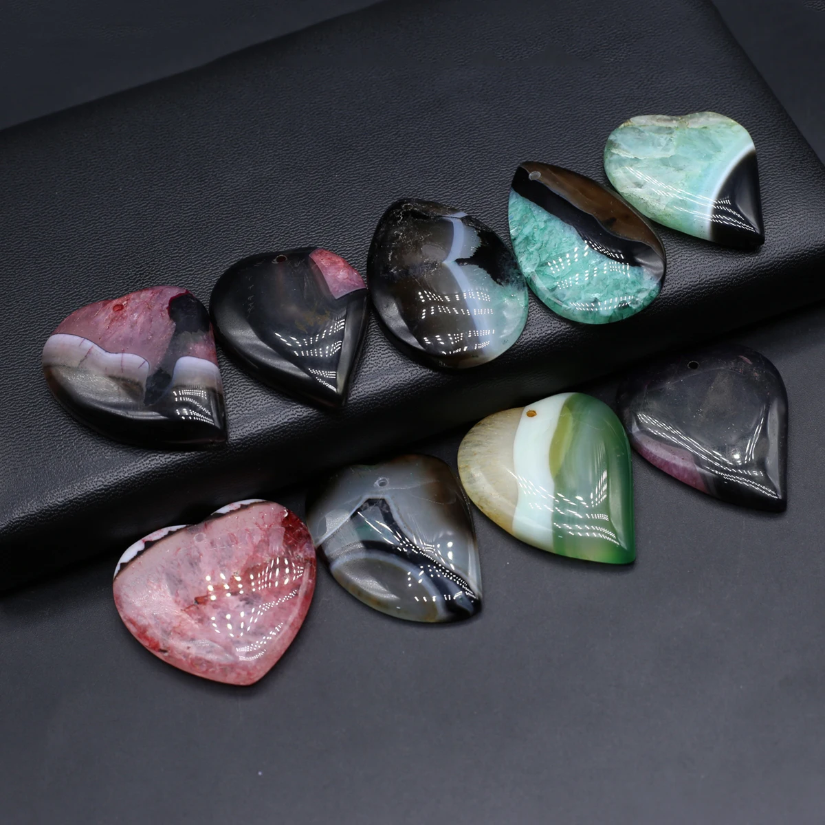 6PCS Wholesale Charm Natural Stone Random Color Shape Pendant 39x31mm Jewelry Making DIY Necklace Earring Accessories Gift