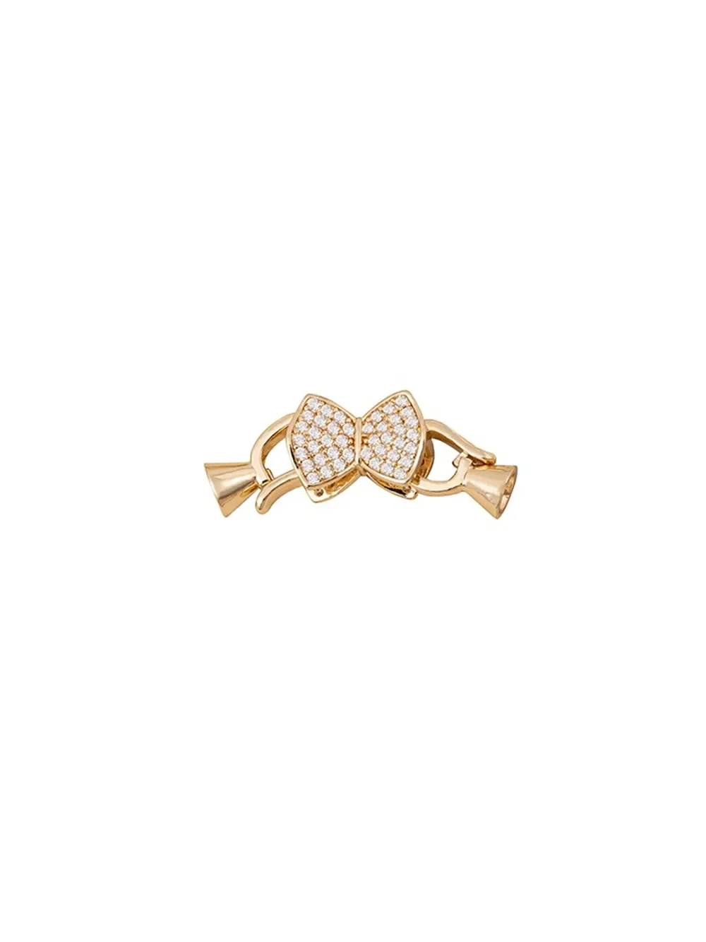 14K Gold Bag Zircon Bow Pearl Necklace Buckle Pendant Buckle Handmade Pearl Jewelry Connecting Buckle Accessories