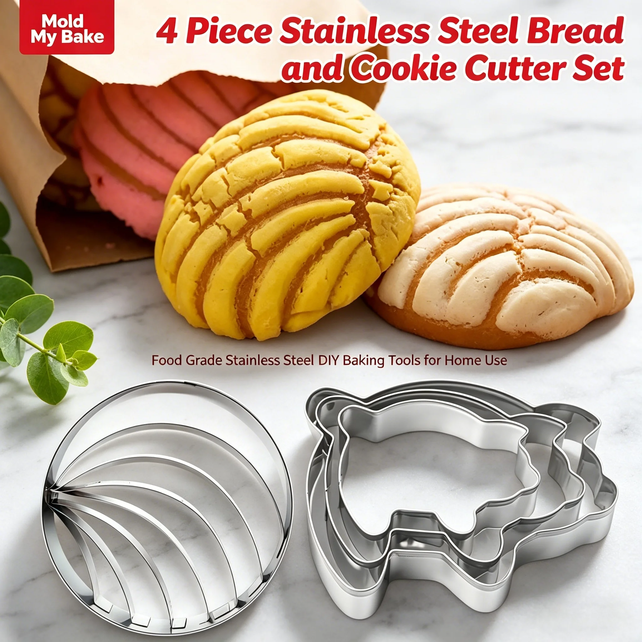 4PCS Cute & Practical Stainless Steel Mexican Bread Mold Set