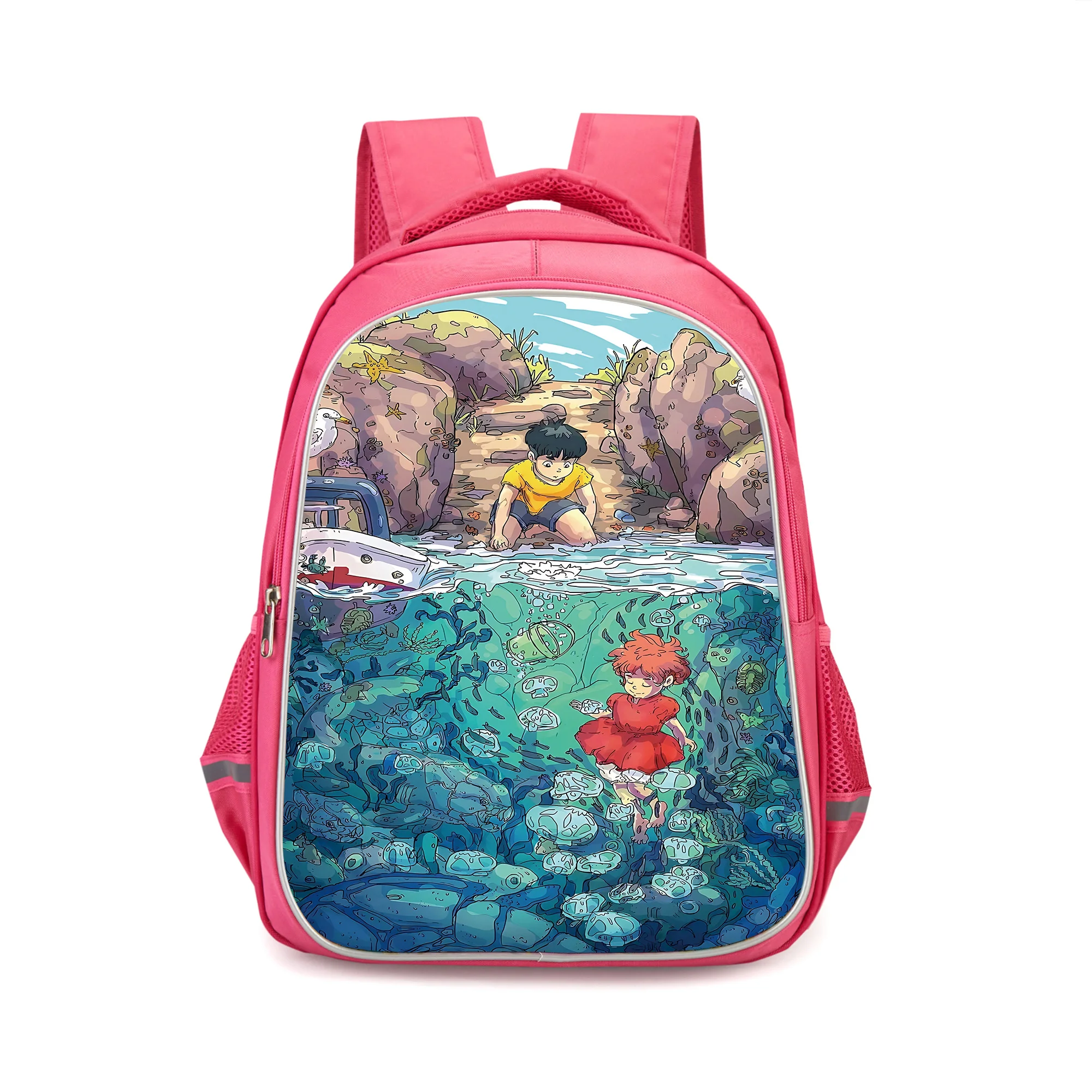 Sac à dos de dessin animé P-Ponyos pour enfants, sac à dos durable pour filles, cadeau d'anniversaire pour étudiants, sacs d'école mignons, sac à dos de camping