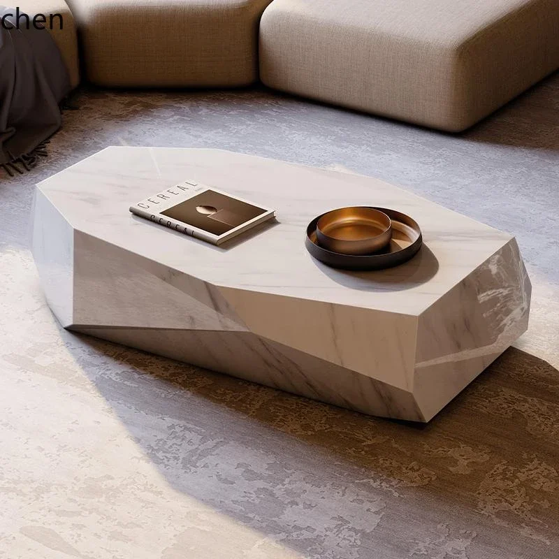 

W5.19 natural marble hexagonal star diamond coffee table simple modern small apartment high sense minimalist