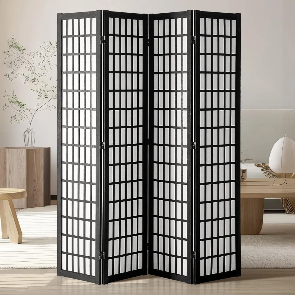 

Room Divider,4 Panel Japanese Room Divider, Wood Folding Privacy Screen Indoor, Japanese Partition Dividers Portable Decoration