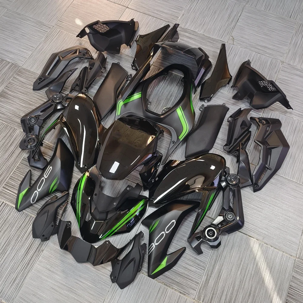 ชุดตัวถังรถจักรยานยนต์แบบเต็มหัวฉีดสำหรับ Kawasaki Z900 2017-2018-2019เคลือบสีดำลายดอกไม้สีเขียว