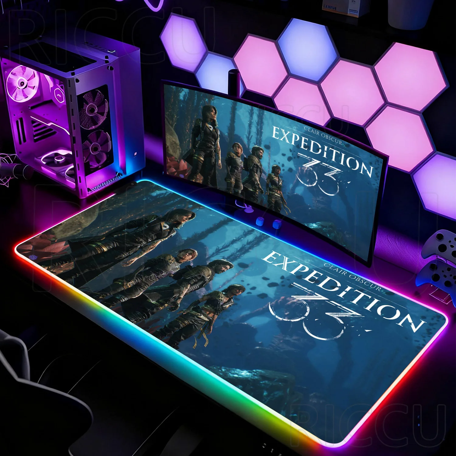 

RGB Game Clair Obscur Expedition 33 gamer 400X900mm XXL Mouse Pad Keyboard LED Mouse pads Gaming PC Accessories expand Desk Mat
