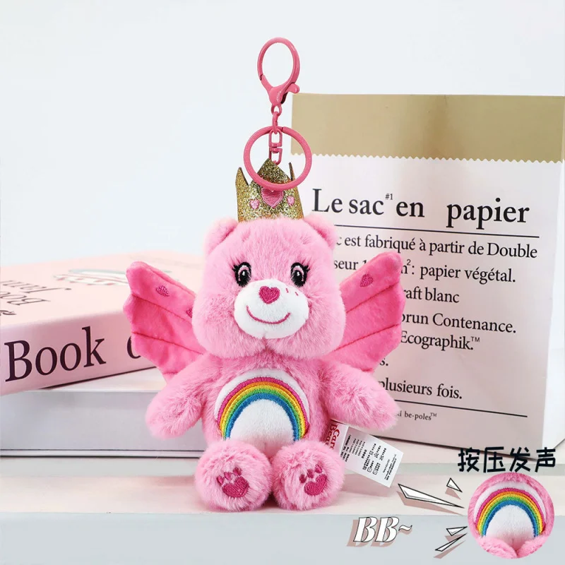 Porte-clés en peluche ours de soin 15cm, joli sac à dos, poupées en peluche, jouet, décor de sac d'école, mignon, cadeaux d'anniversaire