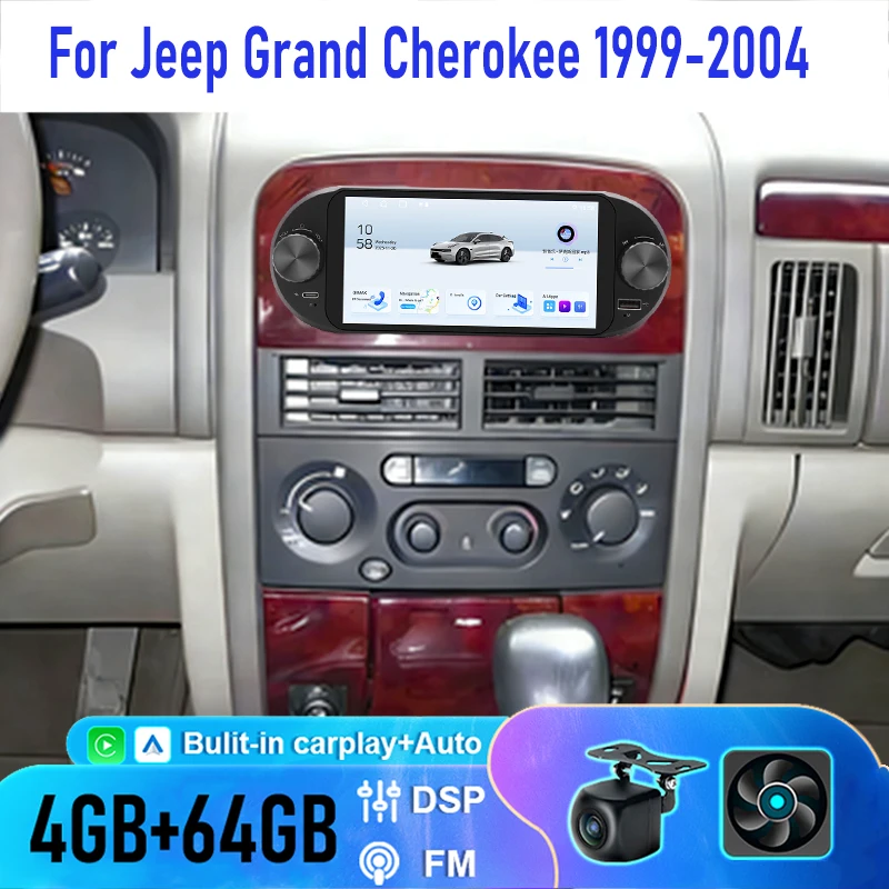 

6.8'' 4+64GB For Jeep Grand Cherokee 1999-2004 Car Radio GPS BT 2DIN Android 15 Auto Wireless Carplay Steering wheel control