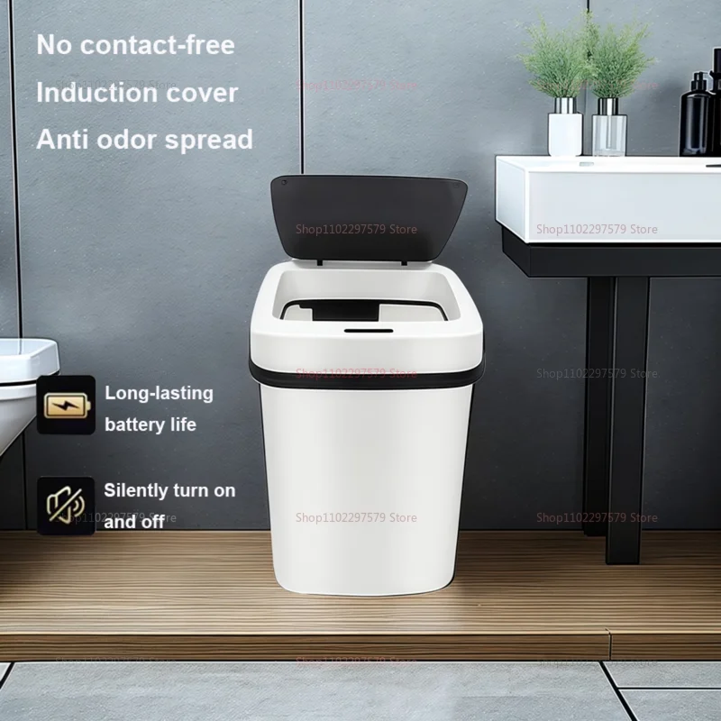 Cubo de basura inteligente sin contacto, cubo de basura con Sensor automático de 13L, impermeable, para cocina, baño, inodoro, para sala de estar y dormitorio