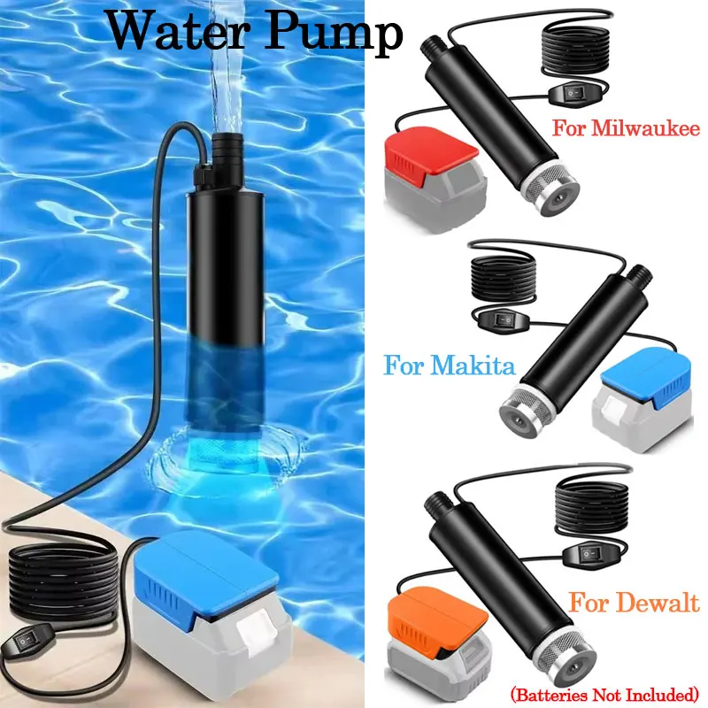 Suitable For Makita/Dewalt/Milwaukee 18V 20V Lithium Battery For Irrigation Swimming Pool Pond Pumping Submersible Water Pump
