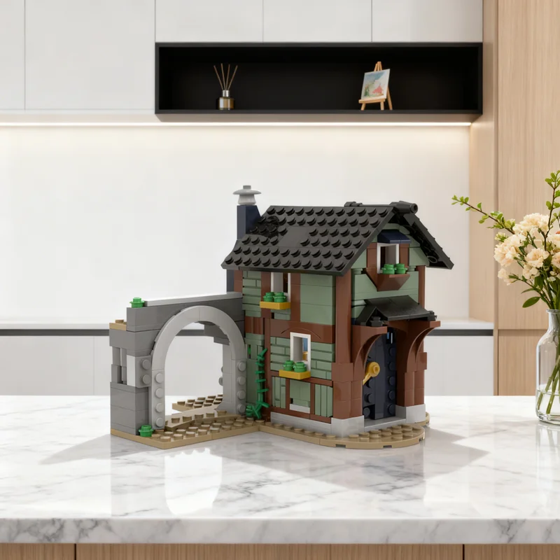 

311 деталей MOC: Средневековый городской особняк-замок, конструктор, рождественский подарок, развивающая игрушка для детей, идея для творчества и обучения