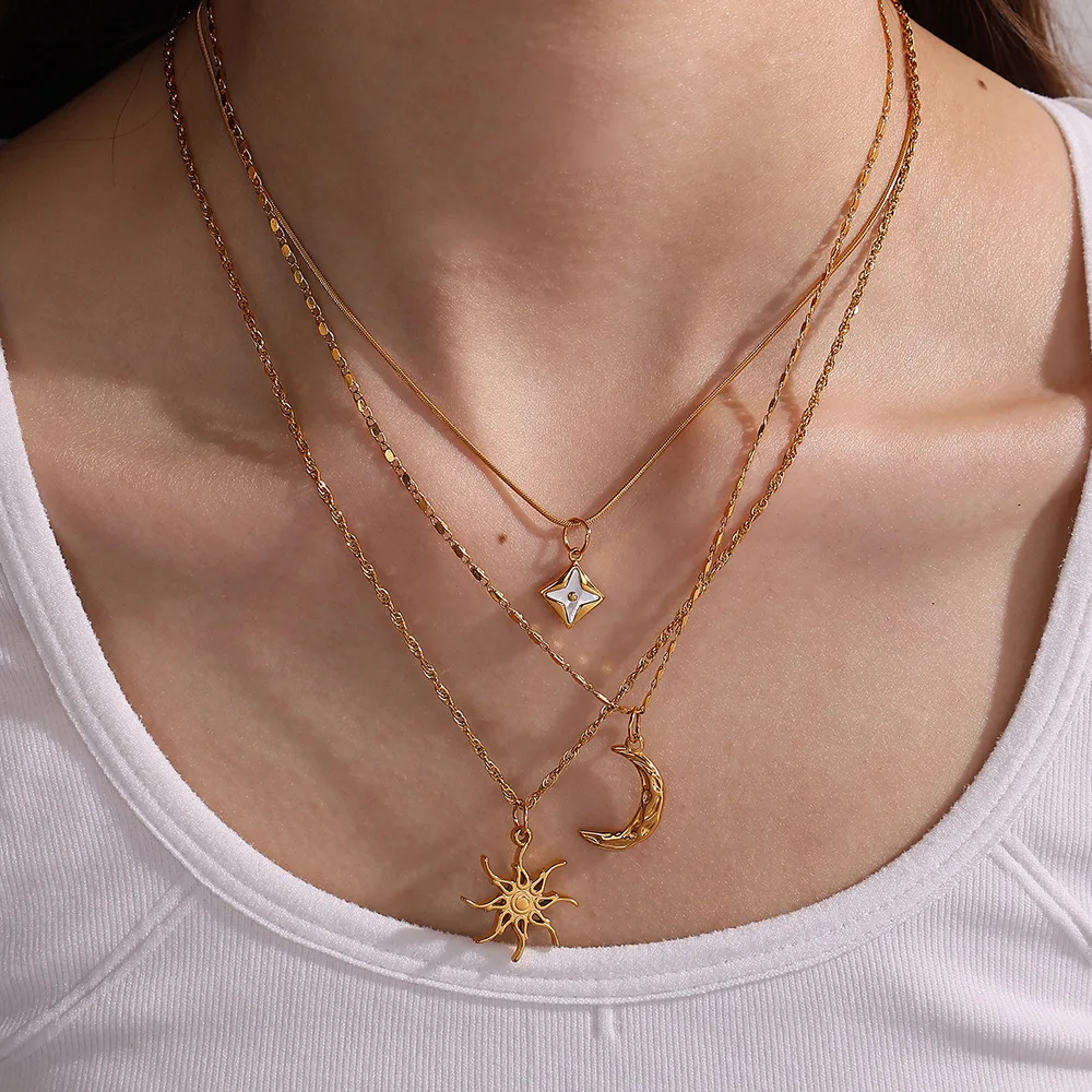 الفولاذ المقاوم للصدأ الرجعية DIY قلادة الشمس ستار القمر سحر ل عقد دي اي واي سوار ، لوازم صنع المجوهرات اكسسوارات