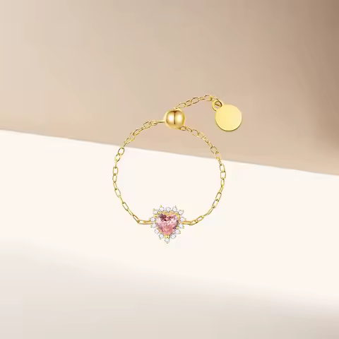 LENNIK Gold New S925 Silver Ring Women Water Droplet Pear Shaped Heart-shaped Zircon Adjustable Chain Ring Gift joias femininas