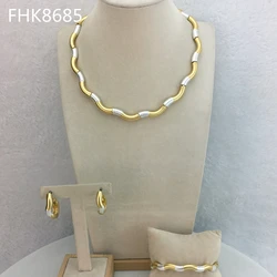 Dubai Fine Jewelry Simple Two Tones Necklace Choker for Women Party Unniversary FHK8685