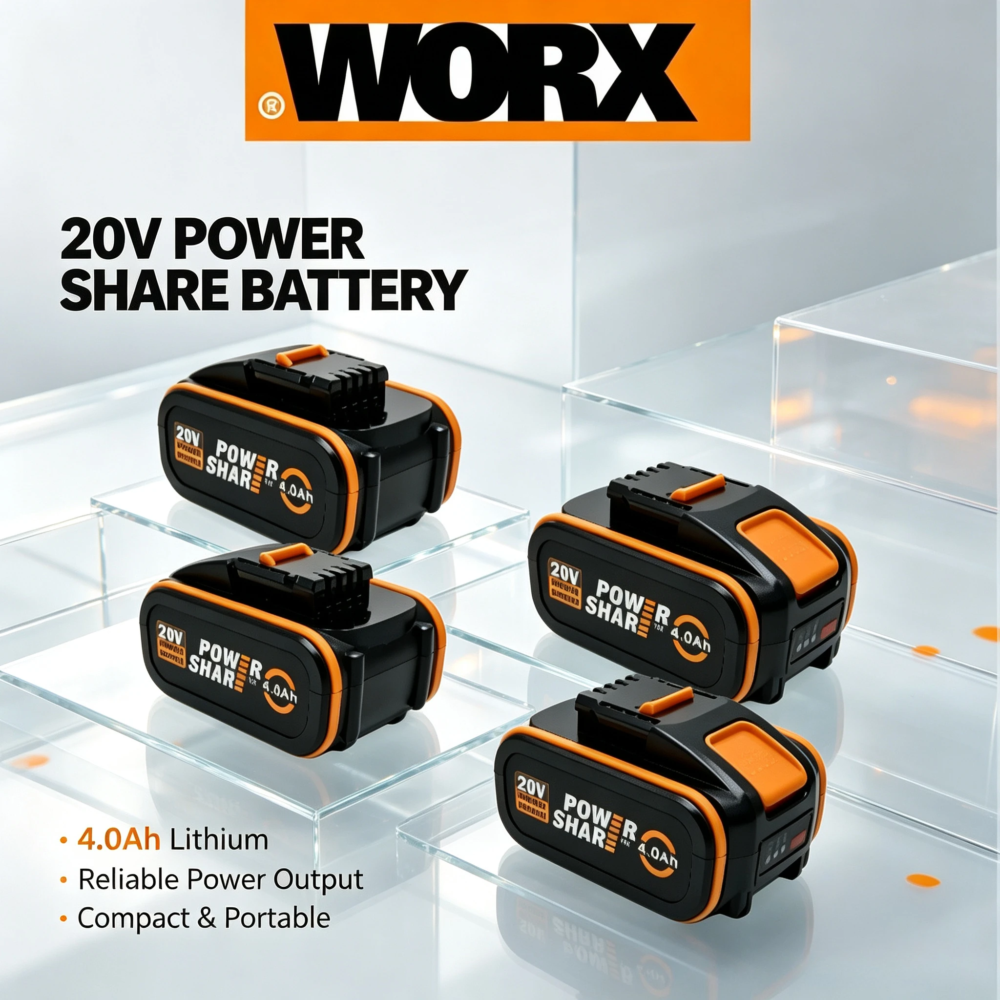 New Worx 20V Battery,improved cell consistency,high‑current discharge performance,For Worx 20V cordless power drill machinery