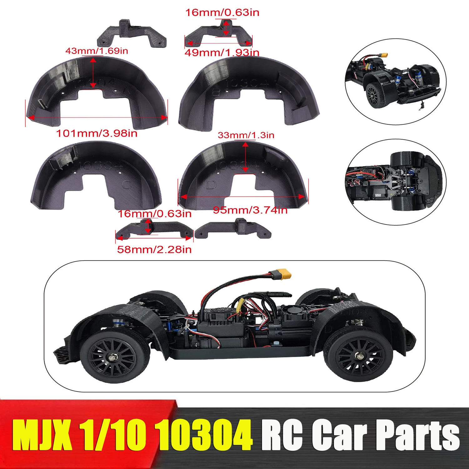 

MJX 1/10 10304 RC Car Parts Simulation Front and Rear Mudguards Remote Control Car Modification Accessories