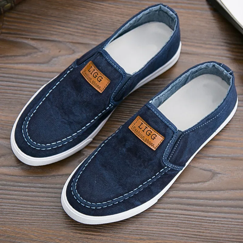 Mocassins de lona leves masculinos, sapatos de caminhada jeans casuais masculinos, sola macia respirável, tênis masculino