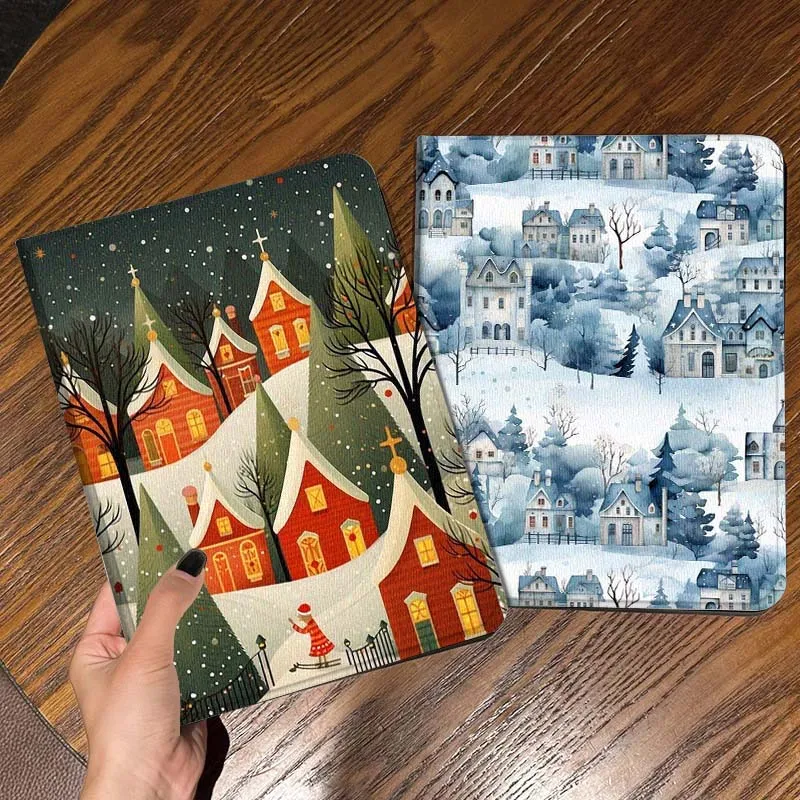 

Cartoon Snowy House Scene Gift Tablet Case For Samsung Galaxy Tab S7 S8 S9 S10 FE Lite