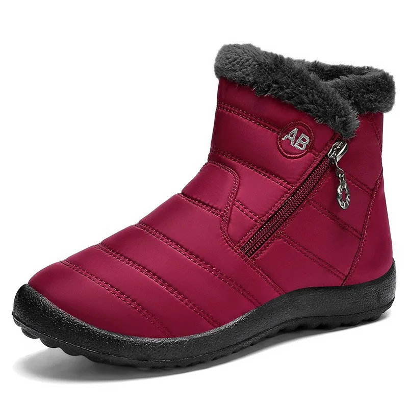 

Ladies Thiened Fce Lined Snow Boots Warm Anti-Cold Cotton oes Large Size Casual All-Match Booties PU Outer Bot