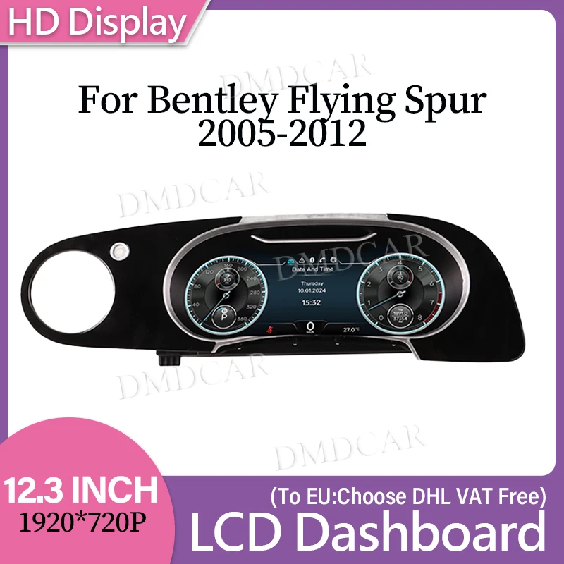 

12.3 Inch Digital Cluster LCD Dashboard for Bentley Flying Spur 2005-2012 Virtual Cockpit Odometer Speedometer Cluster
