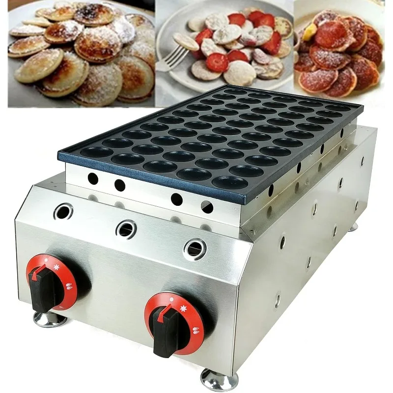 Commercial Mini Dutch Pancake Baker, 50PCS LPG Gas Muffin Maker Mini Poffertjes Machine Nonstick Dorayaki Iron Pancake