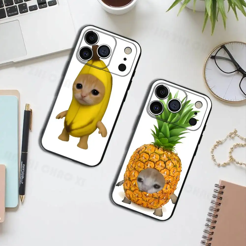 

Funny Banana Kitten Silicone Soft Phone Case For IPhone17 16 15 14 13 12 11 Pro Max Plus X XR SE Cover