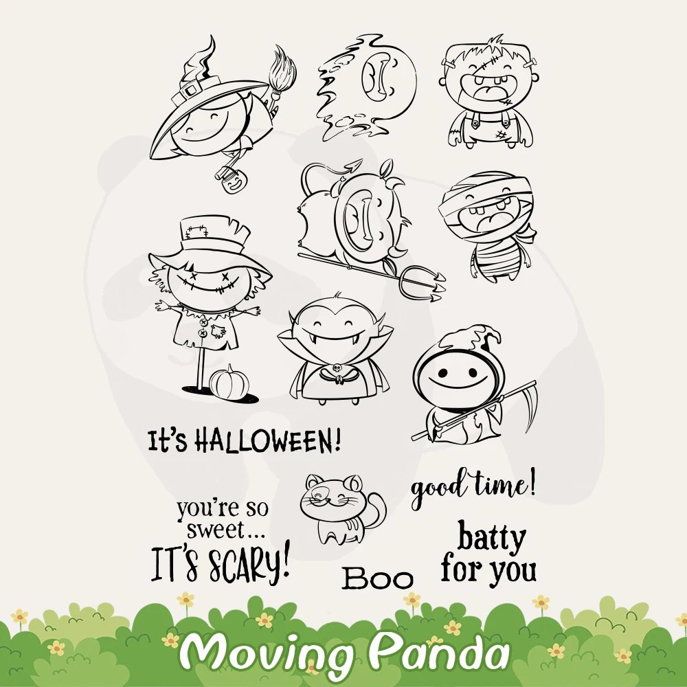 Funny Halloween Metal Cutting Dies Clear Stamp Witch Goast Scarecrow Scrapbooking Decor DIY Cut Dies Silicone Stamps For Cards