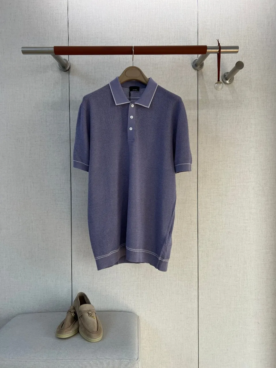 Zegmen old money style high count texture knitting blended soft and waxy comfortable breathable lapel business polo shirt