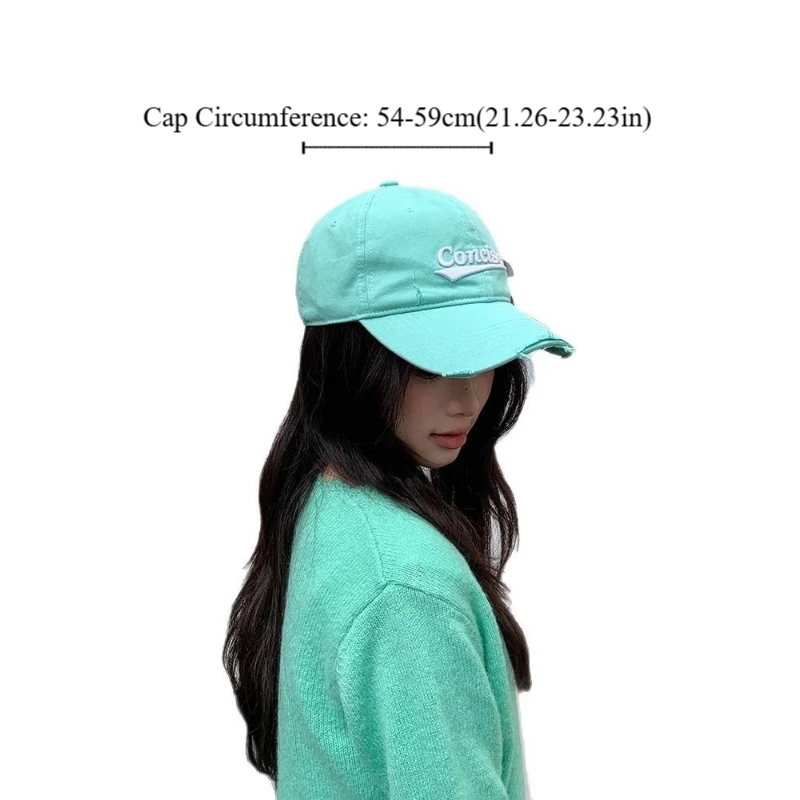 Adjustable Korean Letter Baseball Hat Cotton Embroidery Holes Peaked Cap Visor Y2k Snapback Cap Unisex