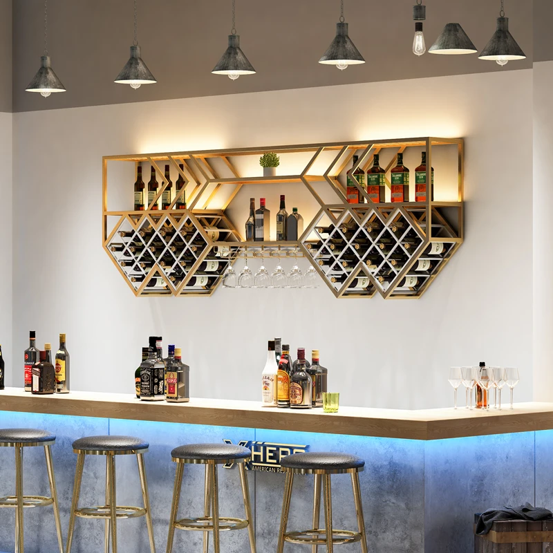 Restaurant Showcase Display Cabinet Liquor Cocktail Wine Metal Alcohol Cabinets Modern Drinks Glas Vitrinenschrank Bar Furniture