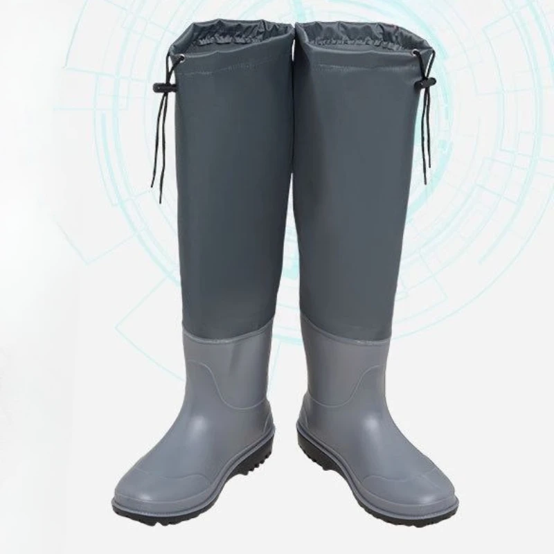 

Рабочие высокие непромокаемые сапоги большого размера для мужчин с широкими пальцами, водонепроницаемая нескользящая обувь из ПВХ для подростков, устойчивая уличная мужская обувь