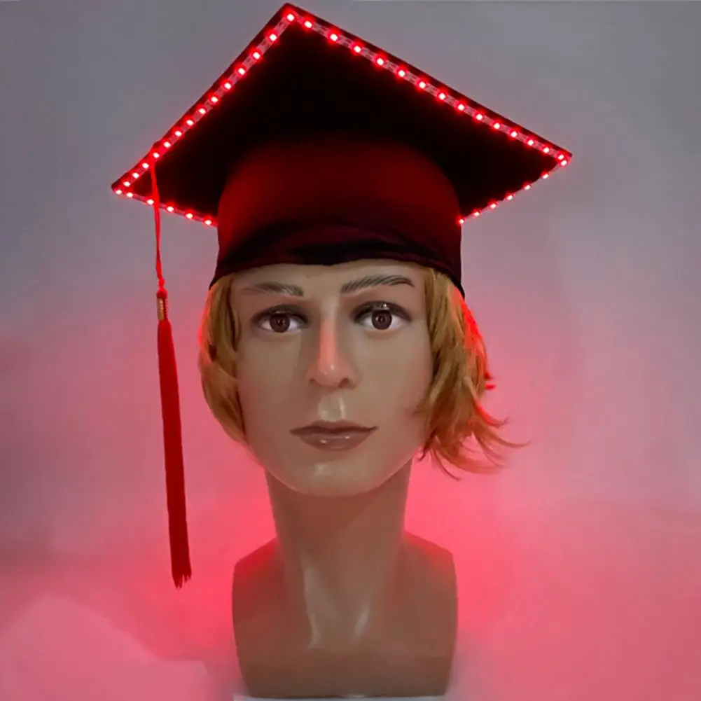 Unisex Graduation Bachelor Cap LED Luminous High School College Master Doctor Graduation Party Academic Hat Graduation Cap