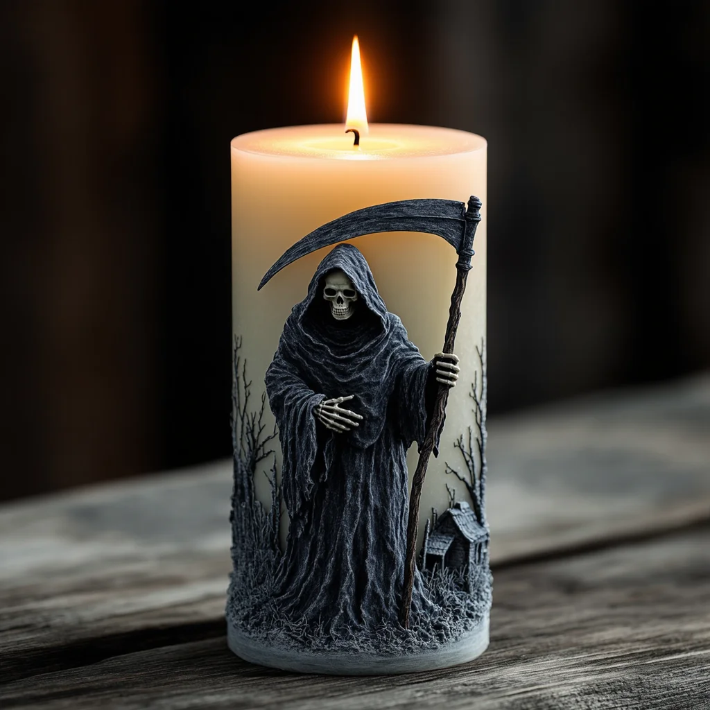 Molde de Silicona para Velas con Forma de Ángel de la Muerte |     Calavera con capucha y gesto de guadaña |     Accesorios para Fiestas con Temática de Terror ​