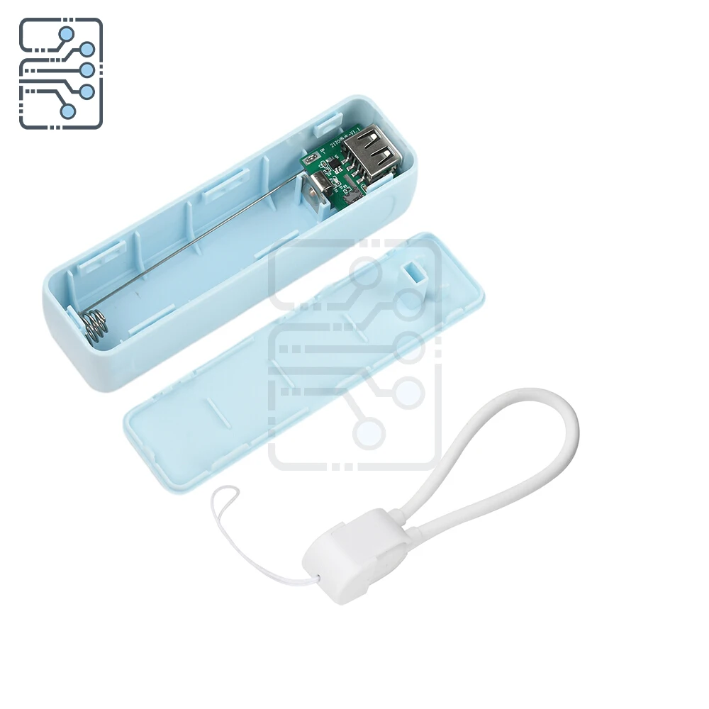 Power Weld-Free Braided Portable Mobile Type-C Power Bank Charger Pack Box For 1 x 21700 Diy With Built-In Wire Mobile Power