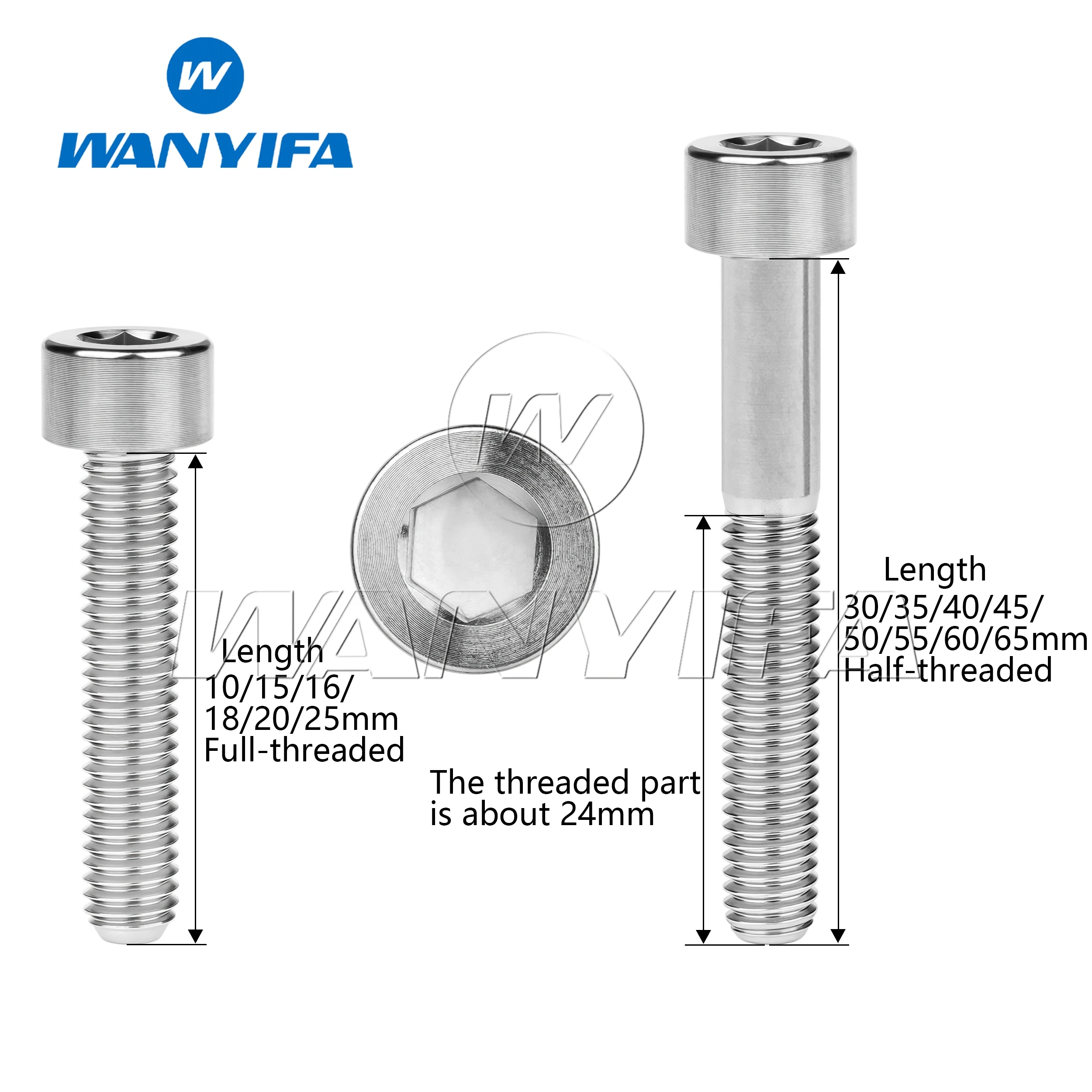 Wanyifa Titan-Ti-Schrauben M6 x 10 15 16 18 20 25 30 35 40 45 50 55 60 65 mm Schraube für Fahrrad-Headset-Bremse
