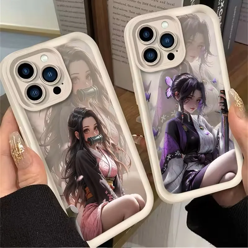 Anime D-Demon Slayer Girl For iPhone 16 15 14 13 12 11 Pro Max XS Max 7 8 Plus Phone Case Shockproof Soft Silicone Back Cover