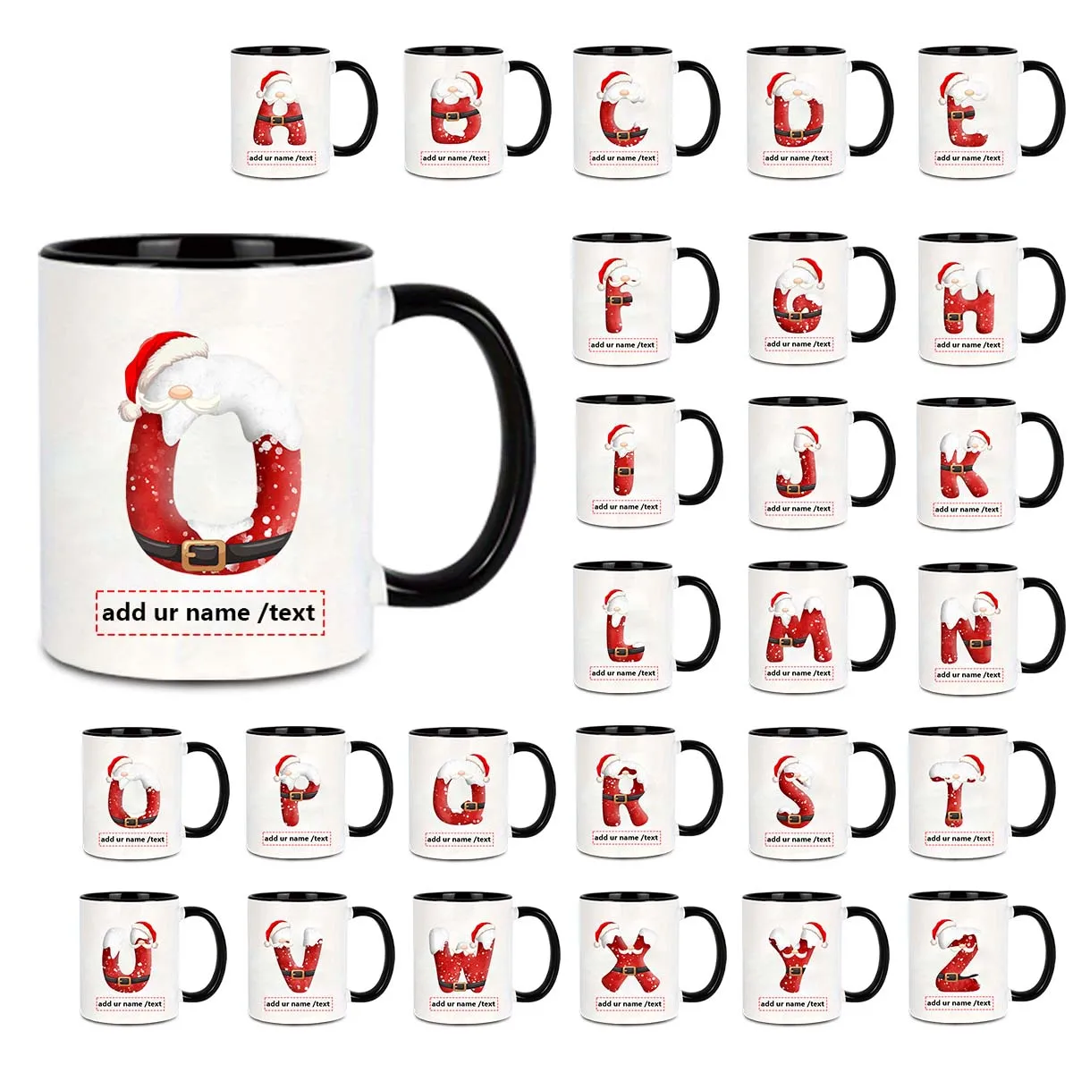 11oz Drop Shipping Custom Ceramic Coffee Drink Bottle Personalized 3D Print Christmas Letters Design Pattern Coffee Mugs
